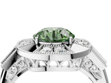 Platinum Milgrain Fancy Green Round Cut Diamond Halo Split Shank Ring_28