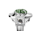 Platinum Milgrain Fancy Green Round Cut Diamond Halo Split Shank Ring_29