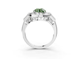 Platinum Milgrain Fancy Green Round Cut Diamond Halo Split Shank Ring_63