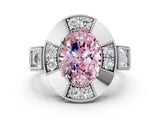 Platinum Milgrain Fancy Pink Oval Cut Diamond Halo Split Shank Ring_36