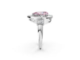 Platinum Milgrain Fancy Pink Pear Cut Diamond Halo Split Shank Ring_62