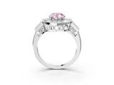 Platinum Milgrain Fancy Pink Pear Cut Diamond Halo Split Shank Ring_63