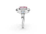 Platinum Milgrain Fancy Pink Radiant Cut Diamond Halo Split Shank Ring_50