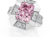 Platinum Milgrain Fancy Pink Radiant Cut Diamond Halo Split Shank Ring_7