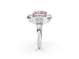 Platinum Milgrain Fancy Pink Radiant Cut Diamond Halo Split Shank Ring_8
