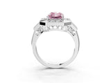Platinum Milgrain Fancy Pink Radiant Cut Diamond Halo Split Shank Ring_9
