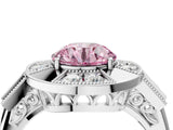 Platinum Milgrain Fancy Pink Round Cut Diamond Halo Split Shank Ring_28