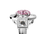 Platinum Milgrain Fancy Pink Round Cut Diamond Halo Split Shank Ring_29