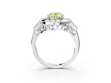 Platinum Milgrain Fancy Yellow Oval Cut Diamond Halo Split Shank Ring_39