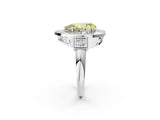 Platinum Milgrain Fancy Yellow Pear Cut Diamond Halo Split Shank Ring_8