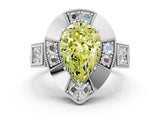 Platinum Milgrain Fancy Yellow Pear Cut Diamond Halo Split Shank Ring_84