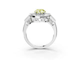 Platinum Milgrain Fancy Yellow Pear Cut Diamond Halo Split Shank Ring_87