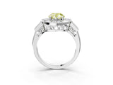 Platinum Milgrain Fancy Yellow Pear Cut Diamond Halo Split Shank Ring_9