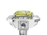Platinum Milgrain Fancy Yellow Radiant Cut Diamond Halo Split Shank Ring_11