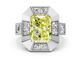 Platinum Milgrain Fancy Yellow Radiant Cut Diamond Halo Split Shank Ring_6