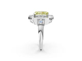 Platinum Milgrain Fancy Yellow Radiant Cut Diamond Halo Split Shank Ring_8