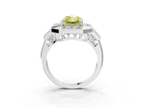 Platinum Milgrain Fancy Yellow Radiant Cut Diamond Halo Split Shank Ring_9