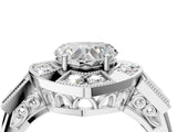 Platinum Milgrain Heart Cut Diamond Halo Split Shank Ring_22