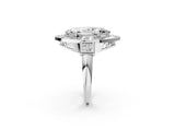 Platinum Milgrain Marquise Cut Diamond Halo Split Shank Ring_20
