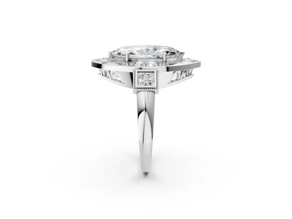 Platinum Marquise Vintage Halo Engagement Ring Setting