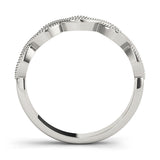 Platinum Milgrain Marquise Diamond Band with Round Cut Stones and Bezel Setting
