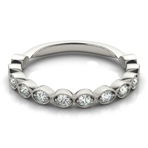 Platinum Milgrain Marquise Diamond Eternity Band with Bezel Setting 2