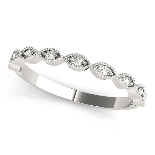 Platinum Milgrain Marquise Diamond Half-Eternity Band with Bezel Setting 1