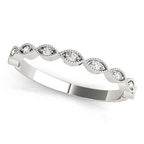 Platinum Milgrain Marquise Diamond Half-Eternity Band with Bezel Setting 1
