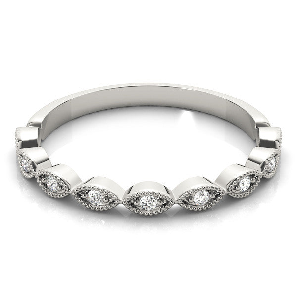 Platinum Milgrain Marquise Diamond Half-Eternity Band with Bezel Setting 2