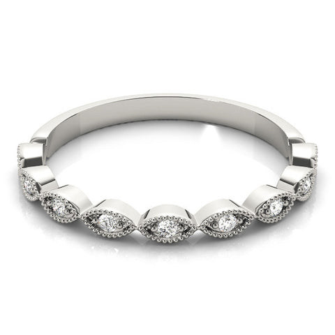 Platinum Milgrain Marquise Diamond Half-Eternity Band with Bezel Setting 2