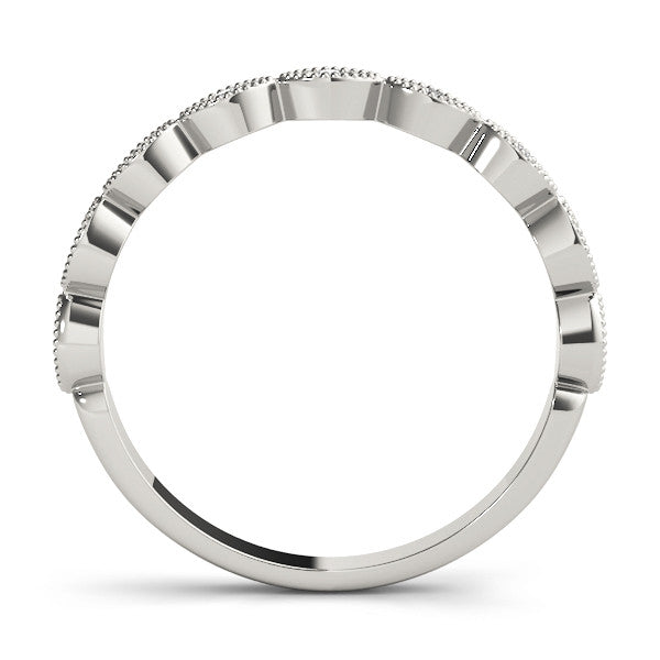 Platinum Milgrain Marquise Diamond Half-Eternity Band with Bezel Setting