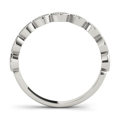 Platinum Milgrain Marquise Diamond Half-Eternity Band with Bezel Setting