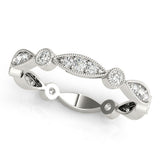 Platinum Milgrain Marquise and Round Diamond Eternity Band with Bezel Setting 1
