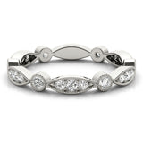 Platinum Milgrain Marquise and Round Diamond Eternity Band with Bezel Setting 2