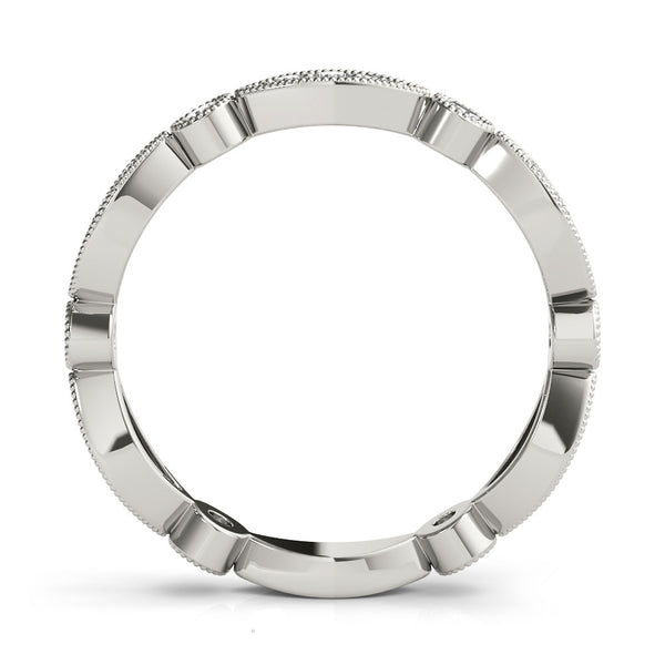 Silver Milgrain Marquise and Round Diamond Eternity Band with Bezel Setting