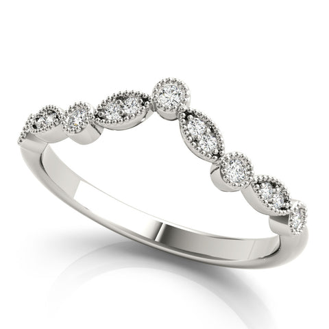 Platinum Milgrain Marquise and Round Diamond Half Eternity Band 1