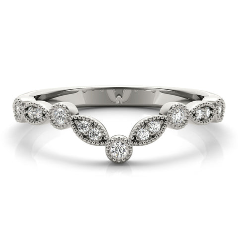 Platinum Milgrain Marquise and Round Diamond Half Eternity Band 2
