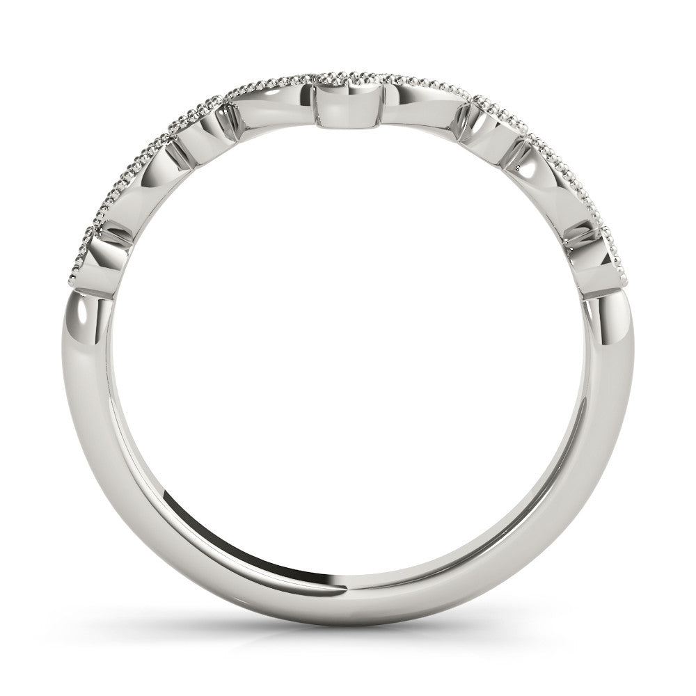 Platinum Milgrain Marquise and Round Diamond Half Eternity Band