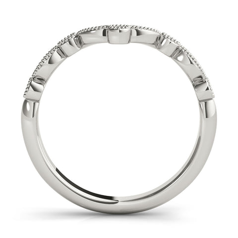 Platinum Milgrain Marquise and Round Diamond Half Eternity Band