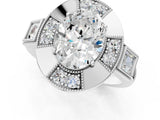 Platinum Milgrain Oval Cut Diamond Halo Split Shank Ring_25