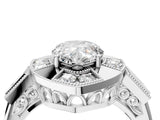 Platinum Milgrain Pear Cut Diamond Halo Split Shank Ring_28