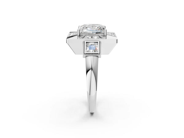 Platinum Princess Cut Vintage Halo Engagement Ring Setting