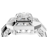 Platinum Milgrain Radiant Cut Diamond Halo Split Shank Ring_22