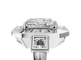 Platinum Milgrain Radiant Cut Diamond Halo Split Shank Ring_23