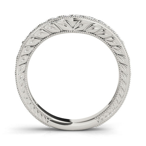 Platinum Milgrain Round Diamond Curved Eternity Band with Pavé Setting 1