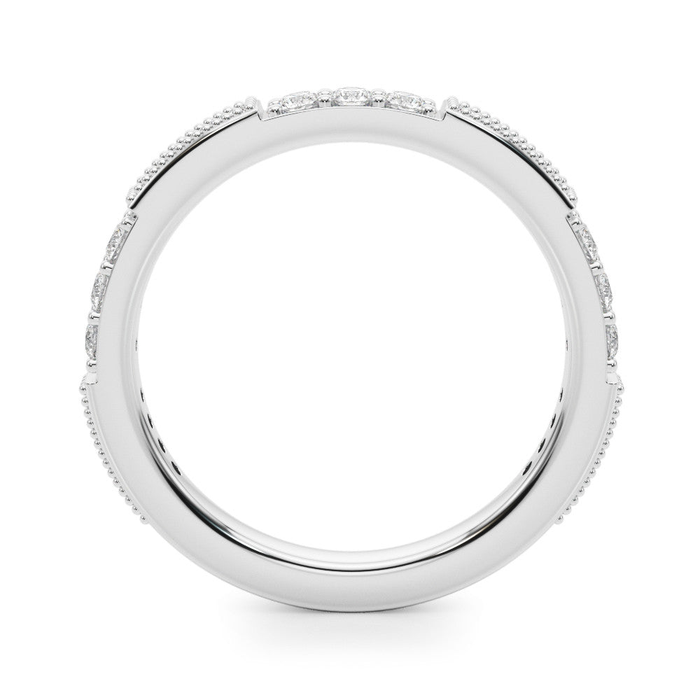 Platinum Milgrain Round Diamond Pavé Channel Set White Gold Band 1