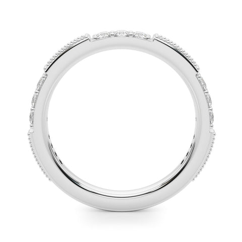Platinum Milgrain Round Diamond Pavé Channel Set White Gold Band 1