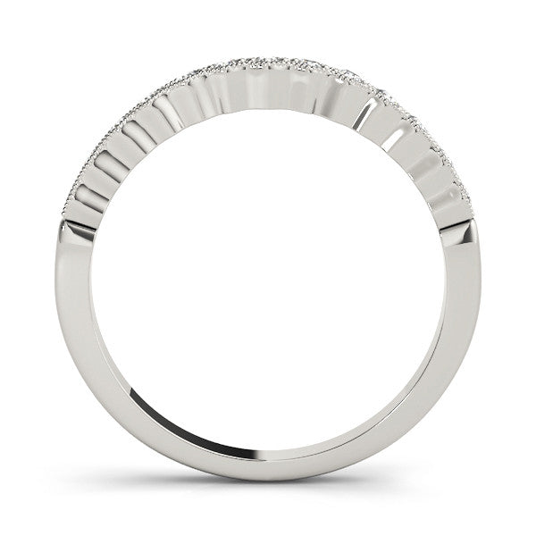 Platinum Milgrain Round Diamond Scalloped Eternity Band 1