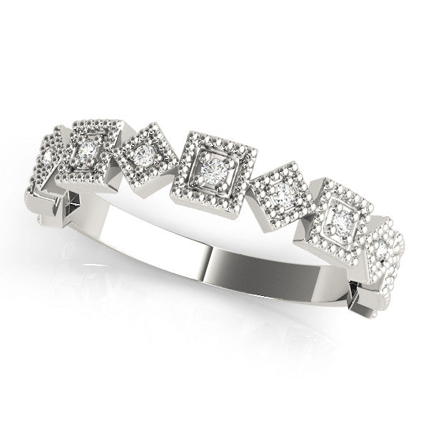 Platinum Milgrain Square Diamond Eternity Band with Bezel Setting 1