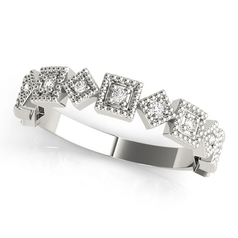 Platinum Milgrain Square Diamond Eternity Band with Bezel Setting 1
